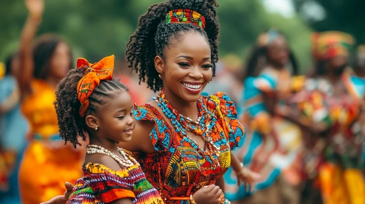 African girl with her mother