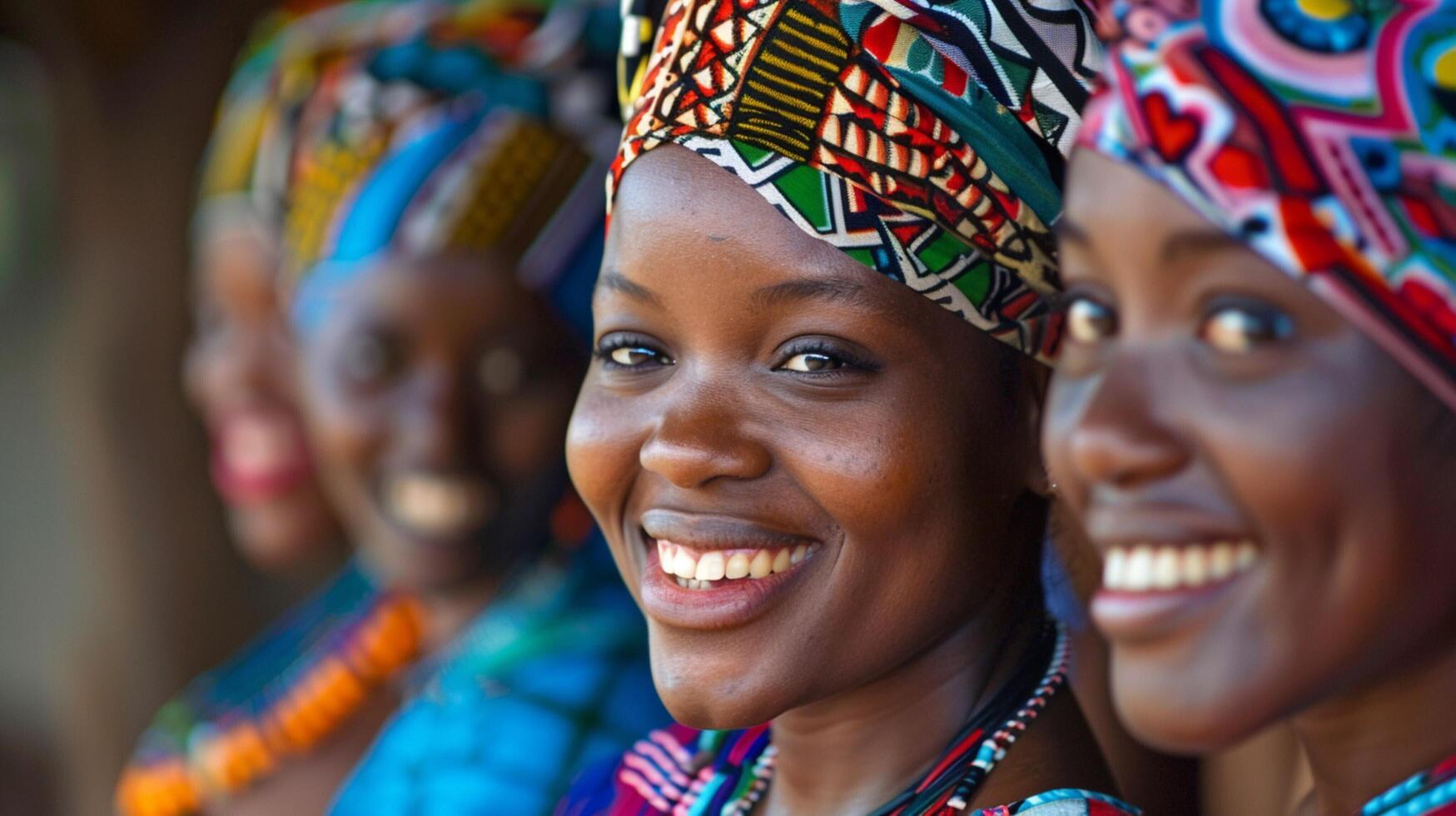 African women in traditional clothing smiling